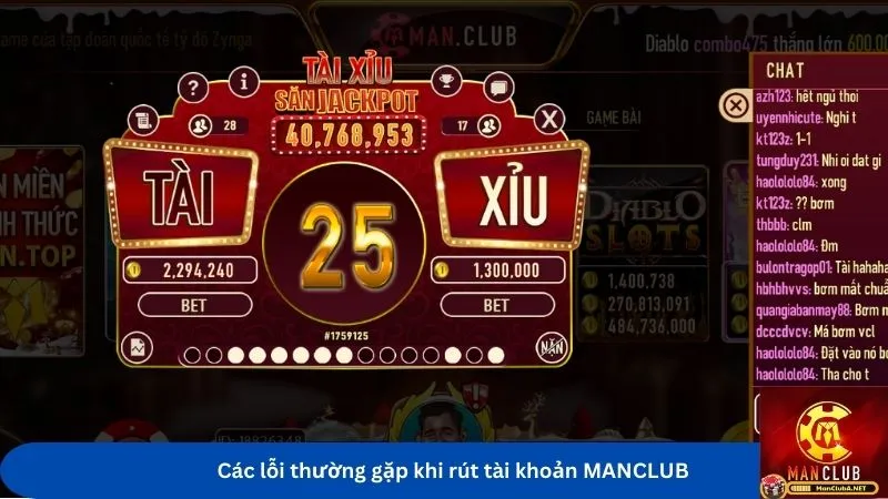 Các lỗi thường gặp khi rút tài khoản MANCLUB