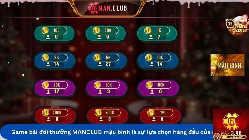 Game bài đổi thưởng MANCLUB mậu binh là sự lựa chọn hàng đầu của người chơi