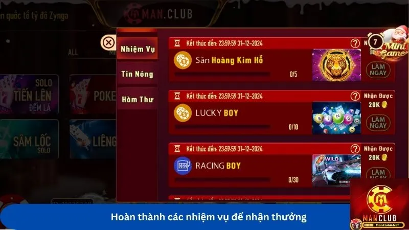 Hoàn thành các nhiệm vụ để nhận thưởng