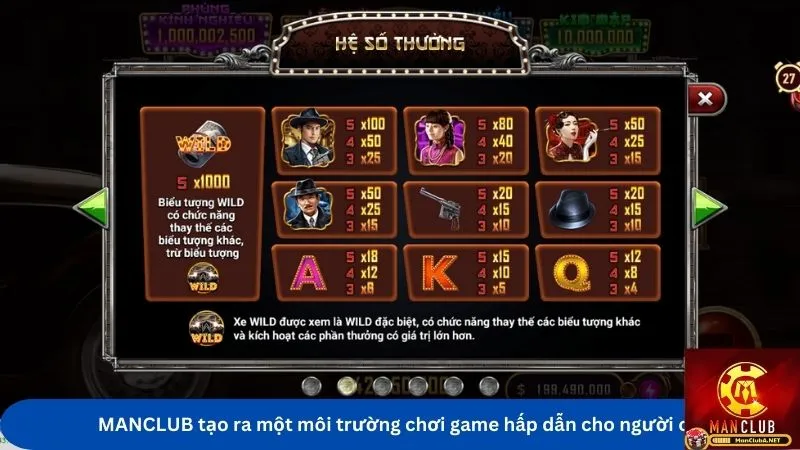 MANCLUB tạo ra một môi trường chơi game hấp dẫn cho người chơi